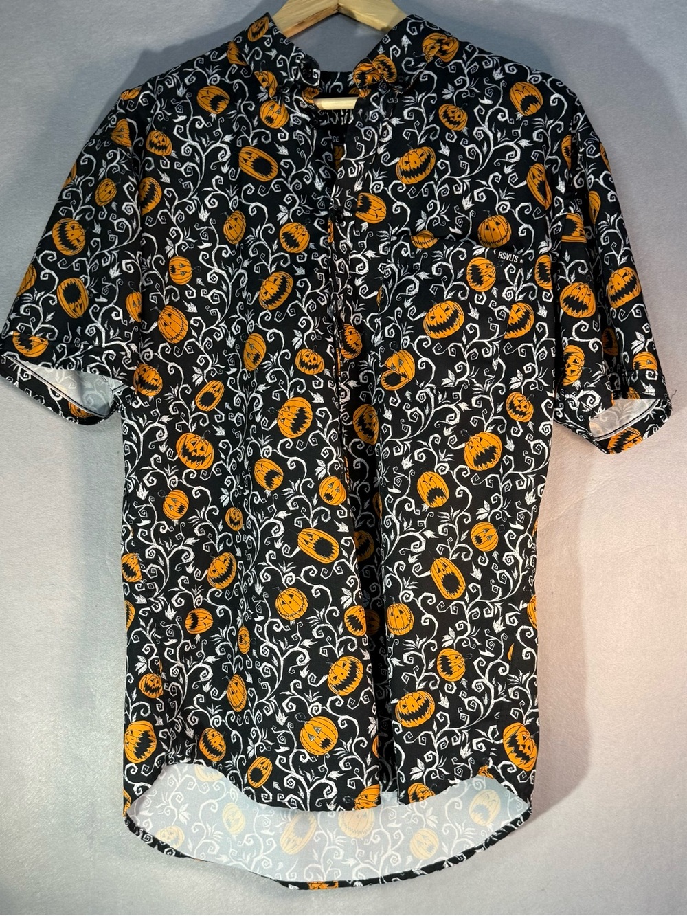 RSVLTS Pumpkin Patch KUNUFLEX Short Sleeve Button Down Shirt Halloween